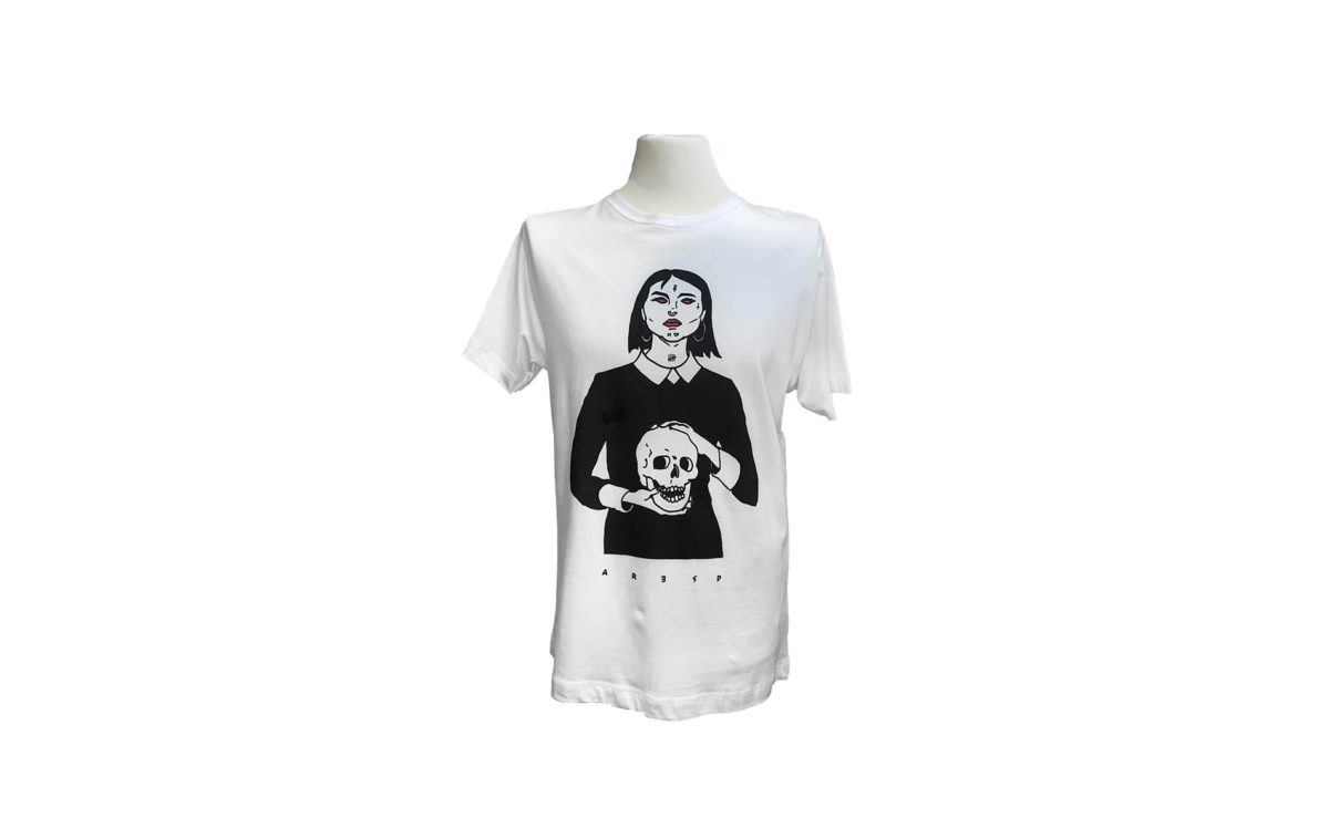 Aresd Women Skull Shirt white Eindruck Hamburg Grafik und Druck
